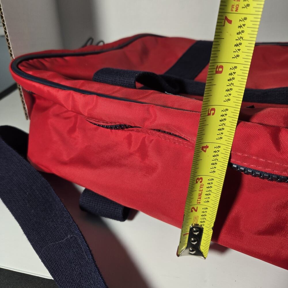 VTG Lands End Lighthouse Shoulder Bag Travel Suitcase Red Navy Blue Made in USA - Picture 14 of 14